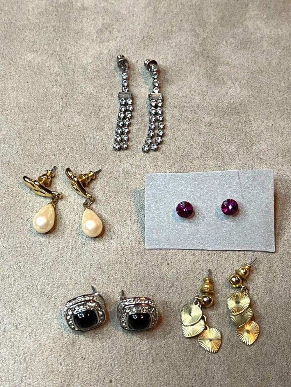 Curated Vintage Jewelry Earring 5 Piece Lot Hollywood Glam Boho Art Deco